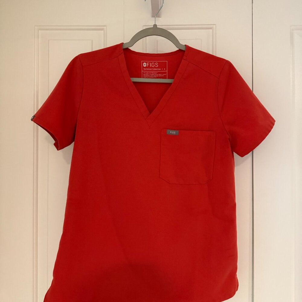 Figs Scrub Set - Red / Orange / Clay - Small Top, Medium Bottom